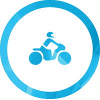 Scooter Advertising Sydney Blue Icon with Geometric Shapes